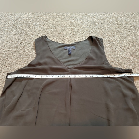 Lisa Rinna Collection Solid Sleeveless Tank Size L Olive A365773 Chiffon Minimal - Picture 7 of 14